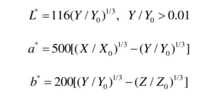 Lab顏色空間明度和色度計(jì)算公式